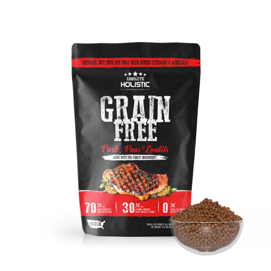 Absolute Holistic Grain Free Dry Dog Food -  Pork & Peas (0.5lbs)