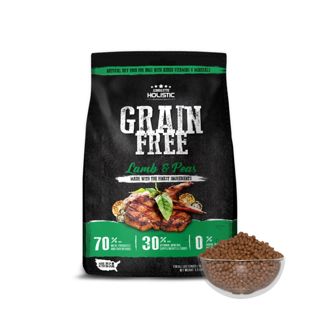  Absolute Holistic Grain Free Dry Dog Food -  Lamb & Peas (3.3lbs)