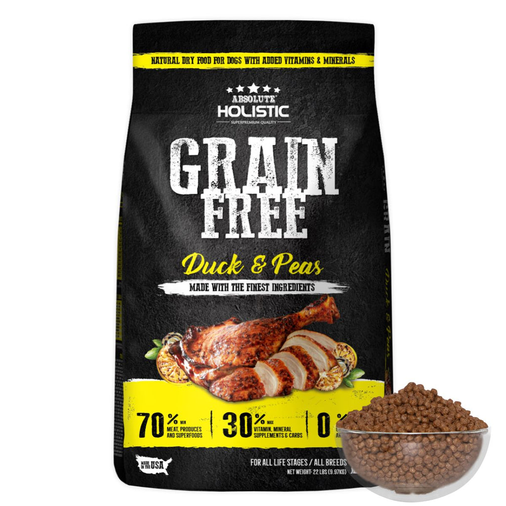 Absolute Holistic Grain Free Dry Dog Food - Duck & Peas (22lbs)