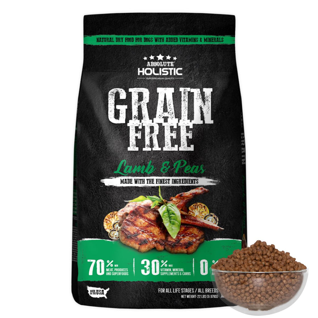 Absolute Holistic Grain Free Dry Dog Food -  Lamb & Peas (22lbs)