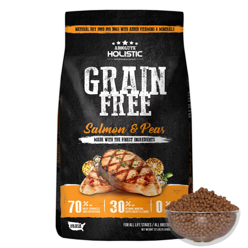 Absolute Holistic Grain Free Dry Dog Food -  Salmon & Peas (22lbs)