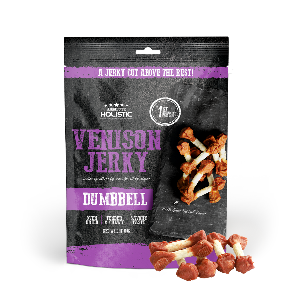 Absolute Holistic Grain Free Treats for Dog - Venison Jerky Dumbbell (100g)