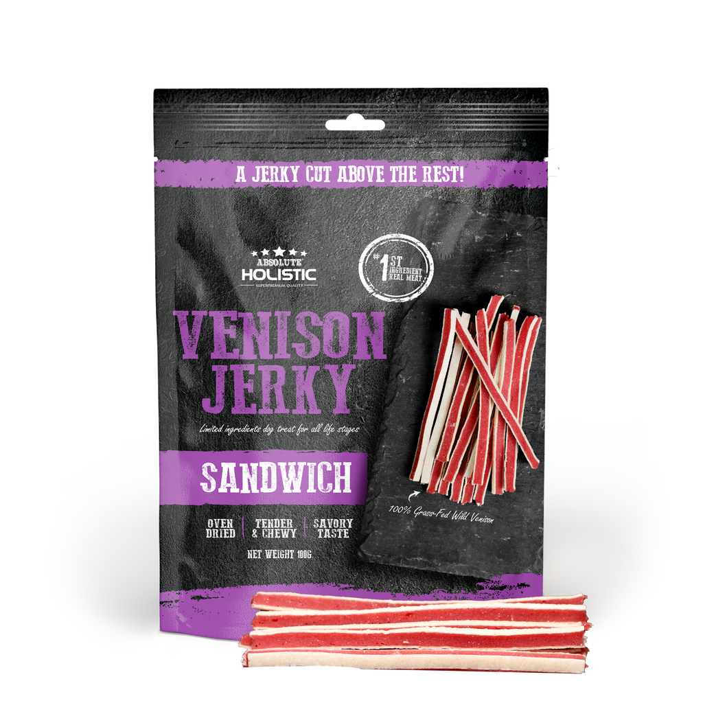 Absolute Holistic Grain Free Treats for Dog - Venison Jerky Sandwich (100g)