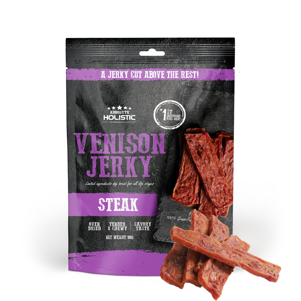 Absolute Holistic Grain Free Treats for Dog - Venison Jerky Steak (100g)