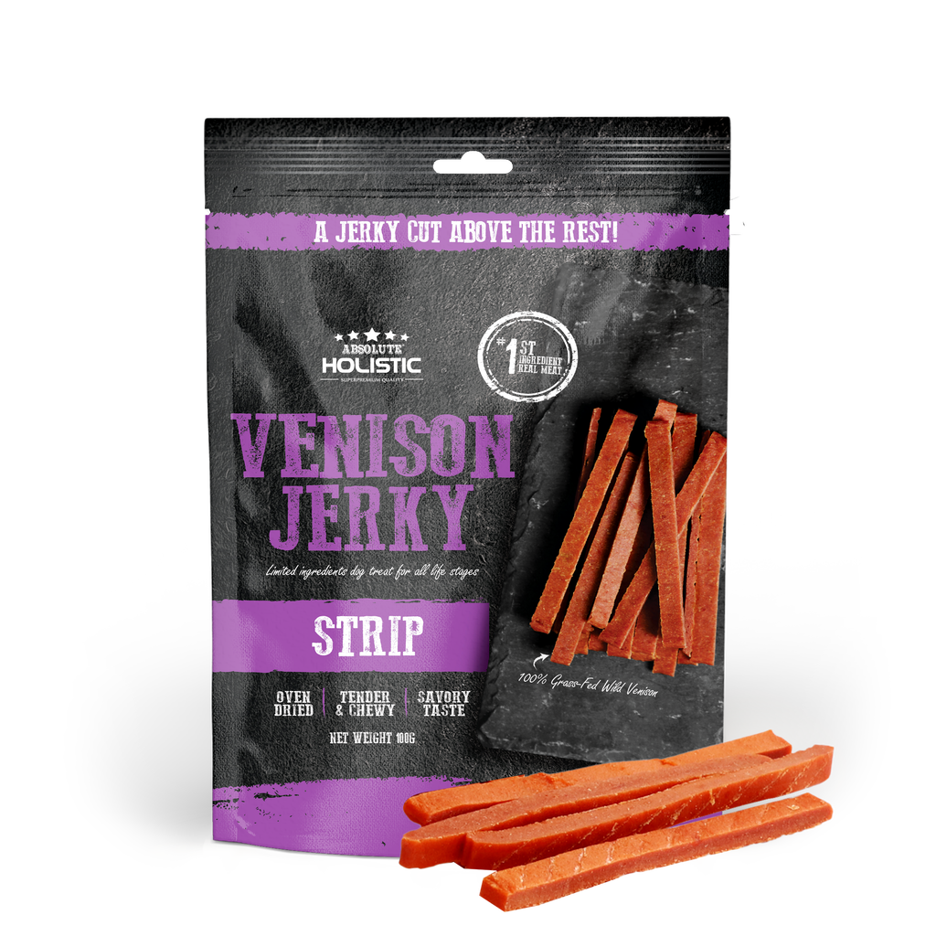 Absolute Holistic Grain Free Treats for Dog - Venison Jerky Loin Strip (100g)