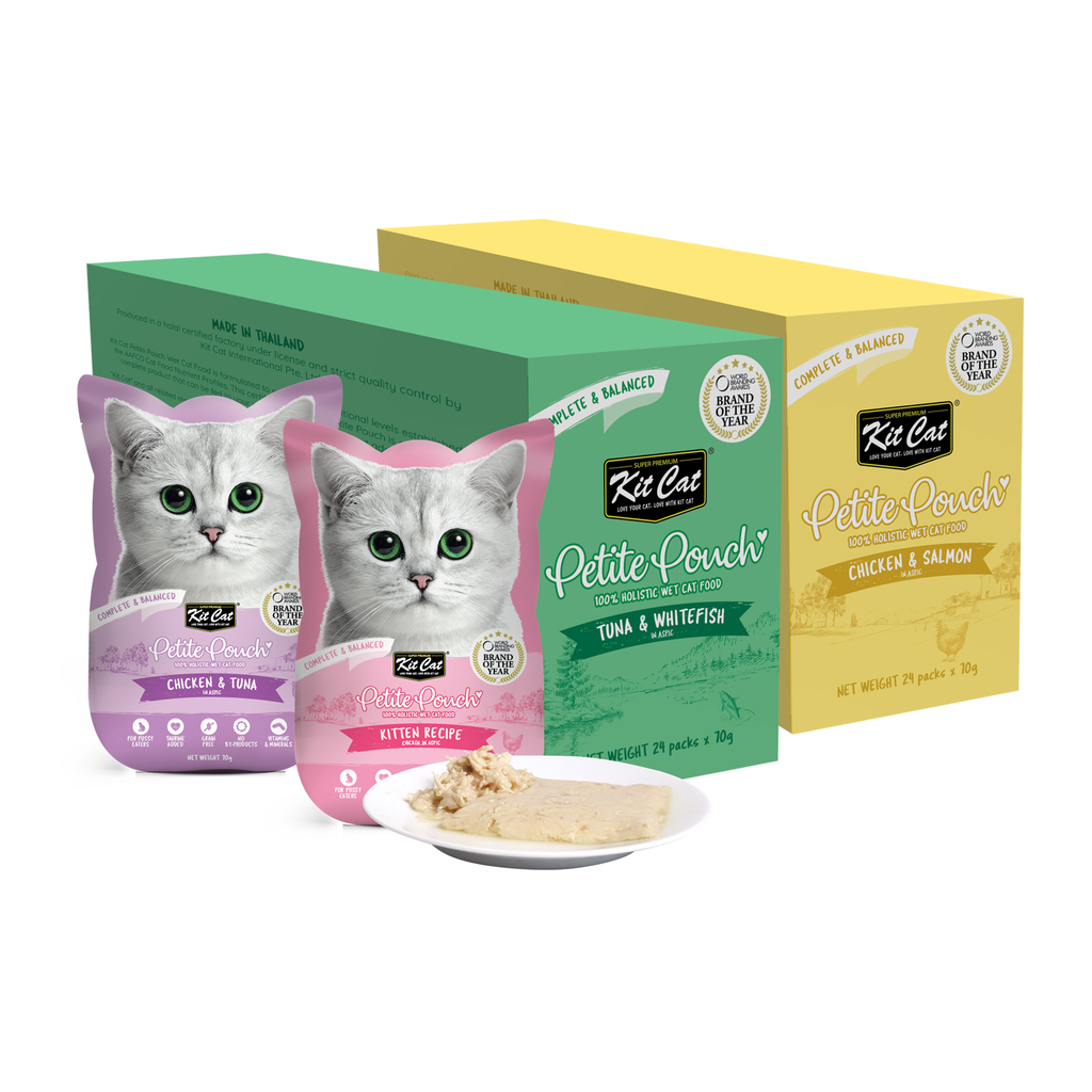 [CTN OF 24] Kit Cat Petite Pouches Complete & Balanced Wet Cat Food (24x70g)