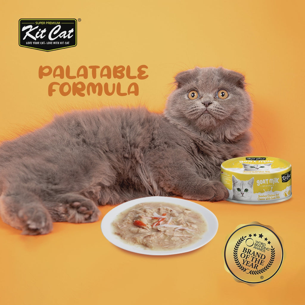 Kit Cat Goat Milk Gourmet Canned Cat Food - Chicken & Salmon (70g)