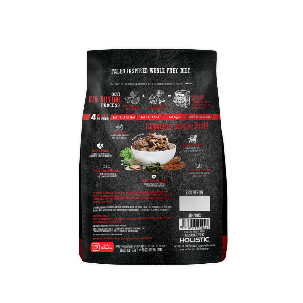 [CTN OF 6] Absolute Holistic Air Dried Food for Dogs - Beef & Venison (1kg)