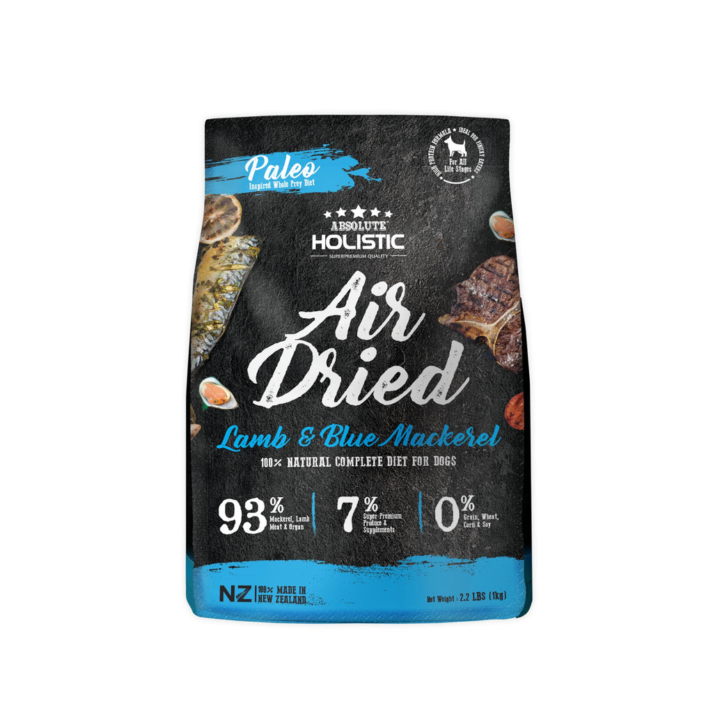 [CTN OF 6] Absolute Holistic Air Dried Food for Dogs - Lamb & Blue Mackerel (1kg)