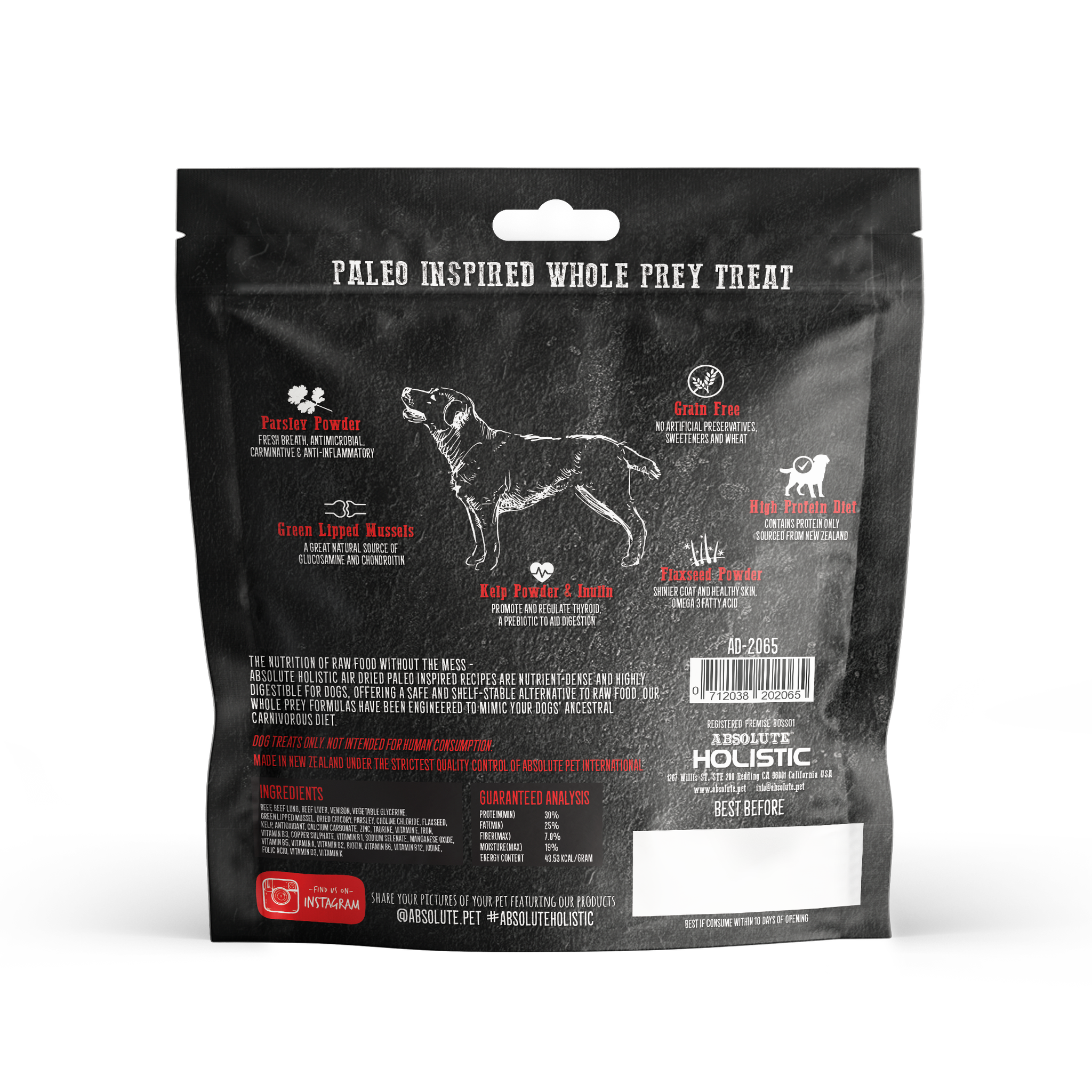 Absolute Holistic Air Dried Treats for Dogs - Red Meat (100g).