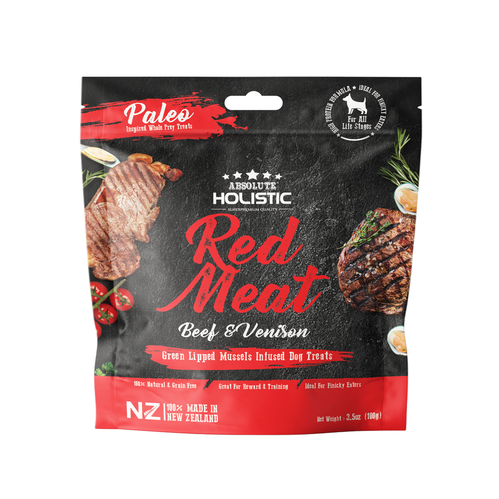 [CTN OF 36] Absolute Holistic Air Dried Treats for Dogs - Red Meat (100g)
