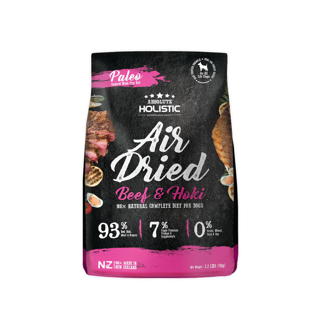 [CTN OF 6] Absolute Holistic Air Dried Food for Dogs - Beef & Hoki (1kg)