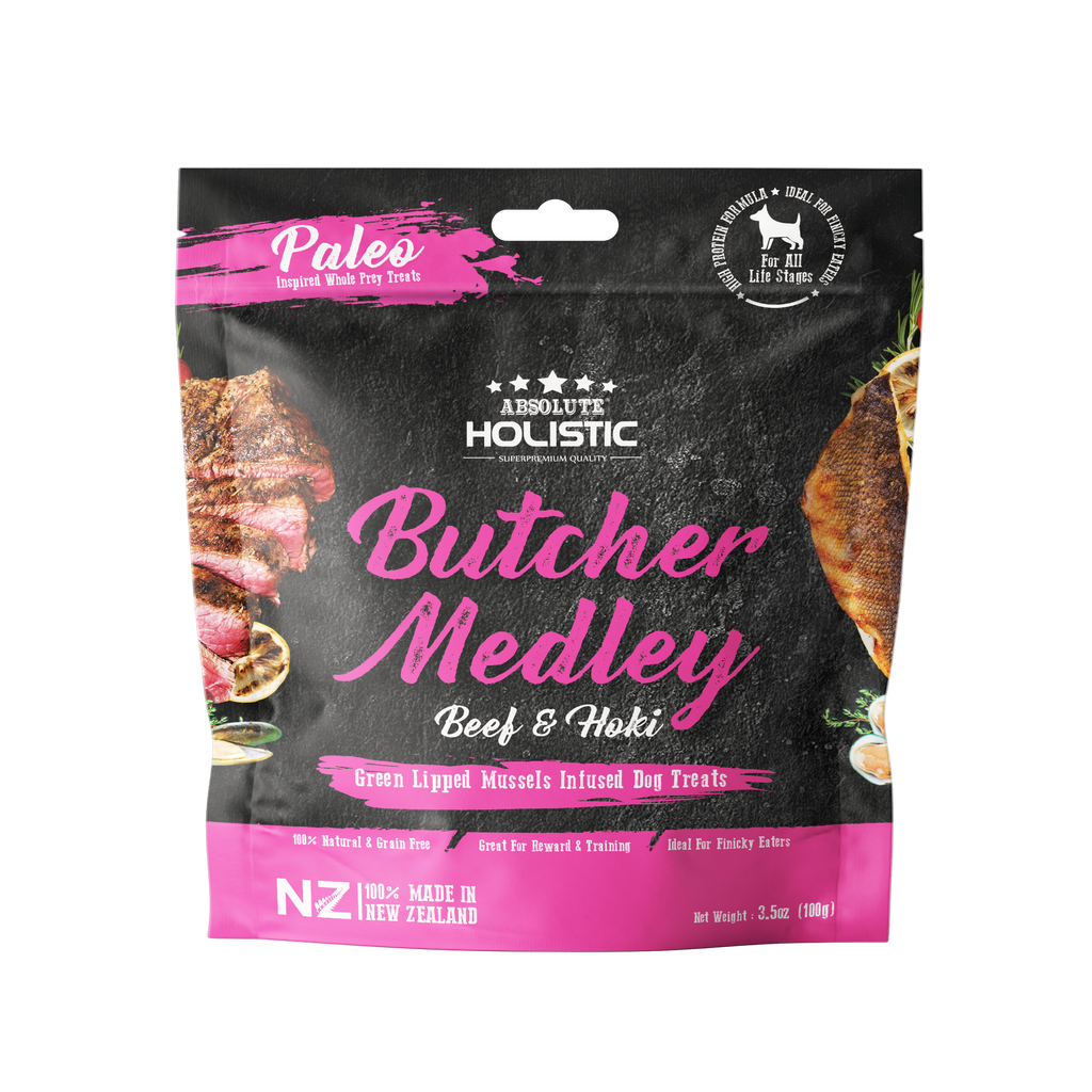 [CTN OF 36] Absolute Holistic Air Dried Treats for Dogs - Butcher Medley (100g)