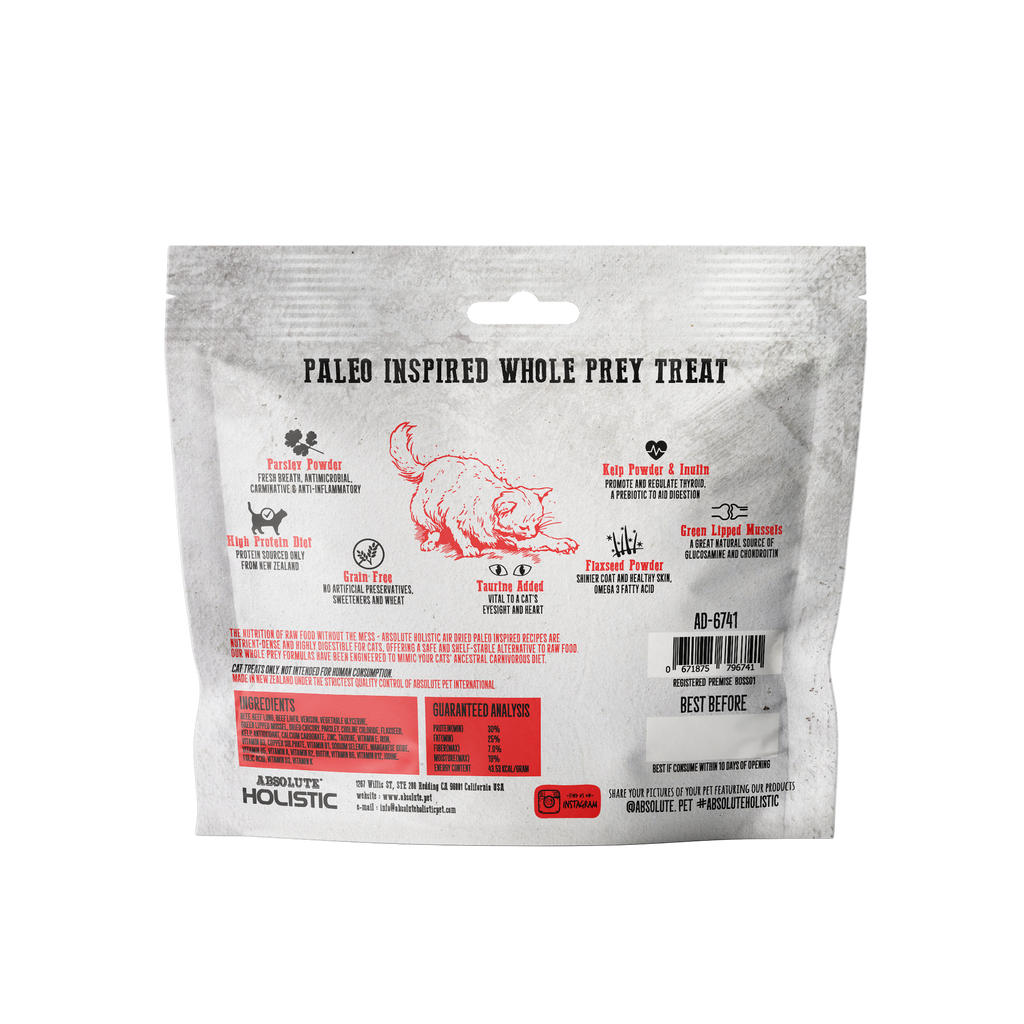 Absolute Holistic Air Dried Treats for Cats - Red Meat (50g)
