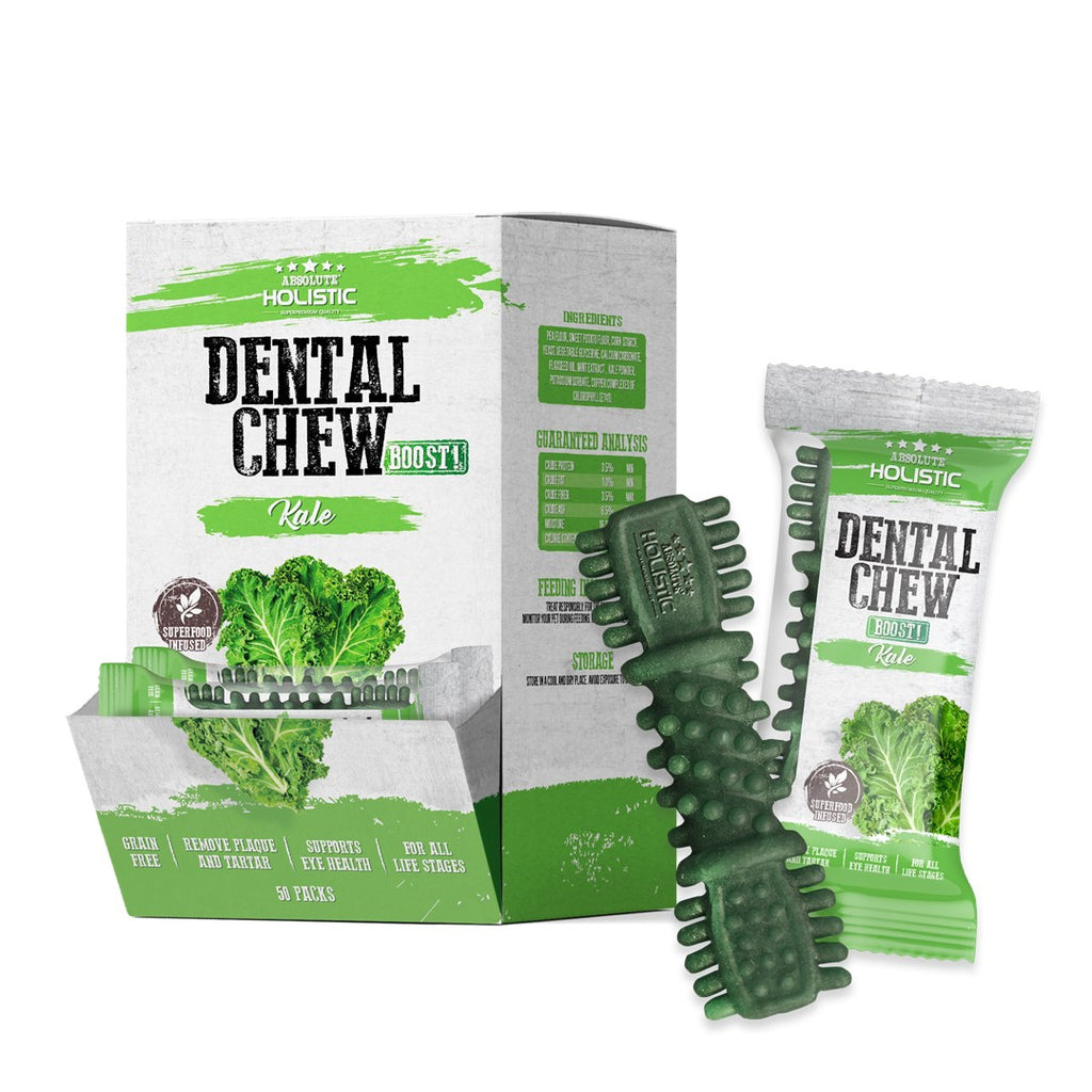 [CTN OF 50] Absolute Holistic BOOST Dental Chew for Dogs - Kale (4") | Infused with Superfood