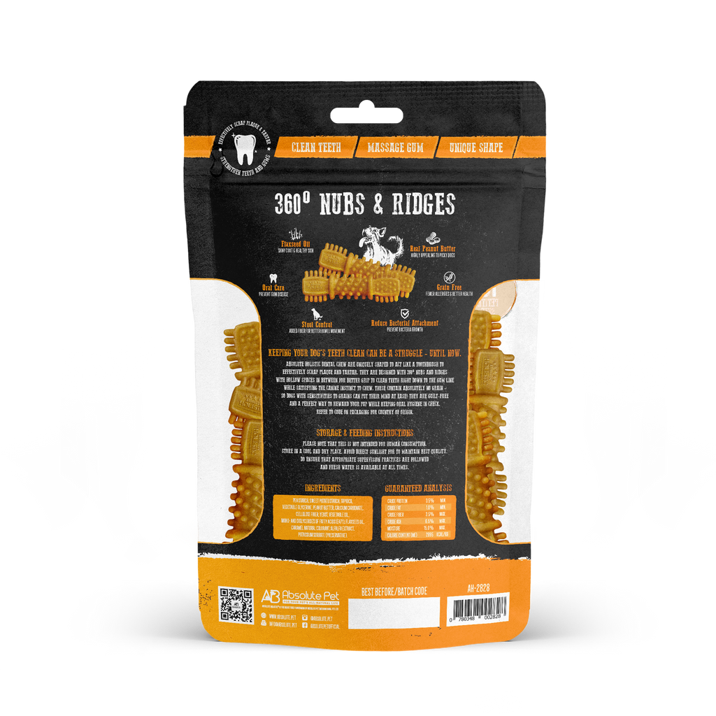 Absolute Holistic Value Pack Dental Chews for Dogs -  Peanut Butter (160g)