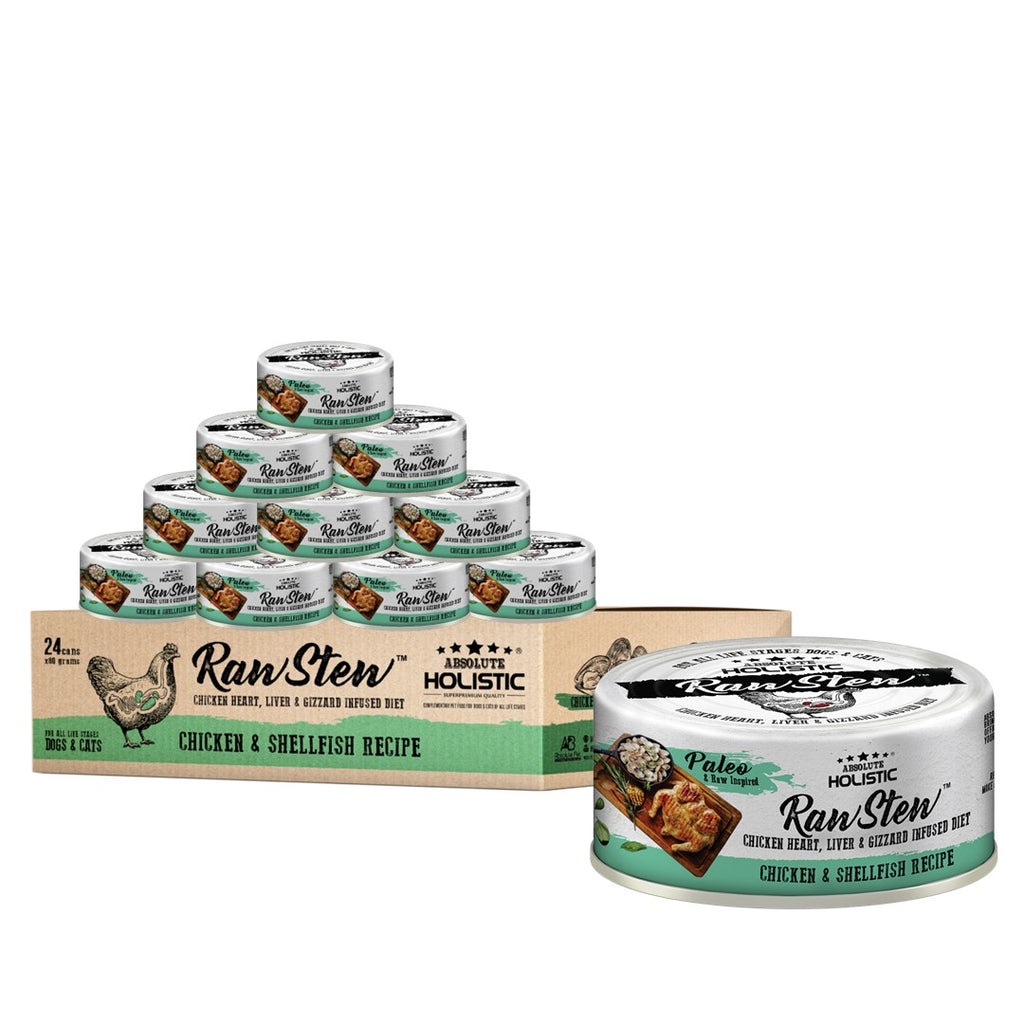 [CTN OF 24] Absolute Holistic Raw Stew Canned Food for Cats & Dogs - Chicken & Shell Fish (80g)