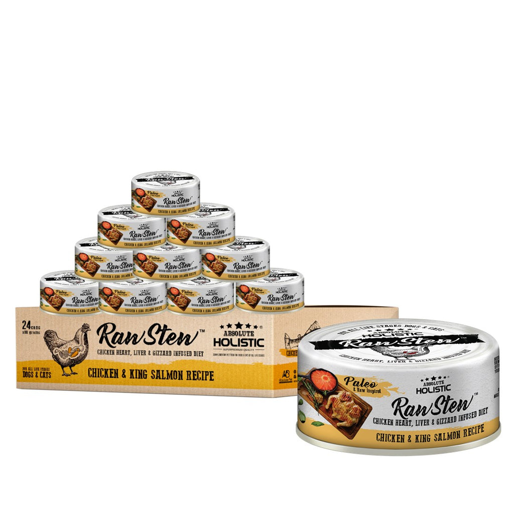 [CTN OF 24] Absolute Holistic Raw Stew Canned Food for Cats & Dogs - Chicken & Salmon (80g)