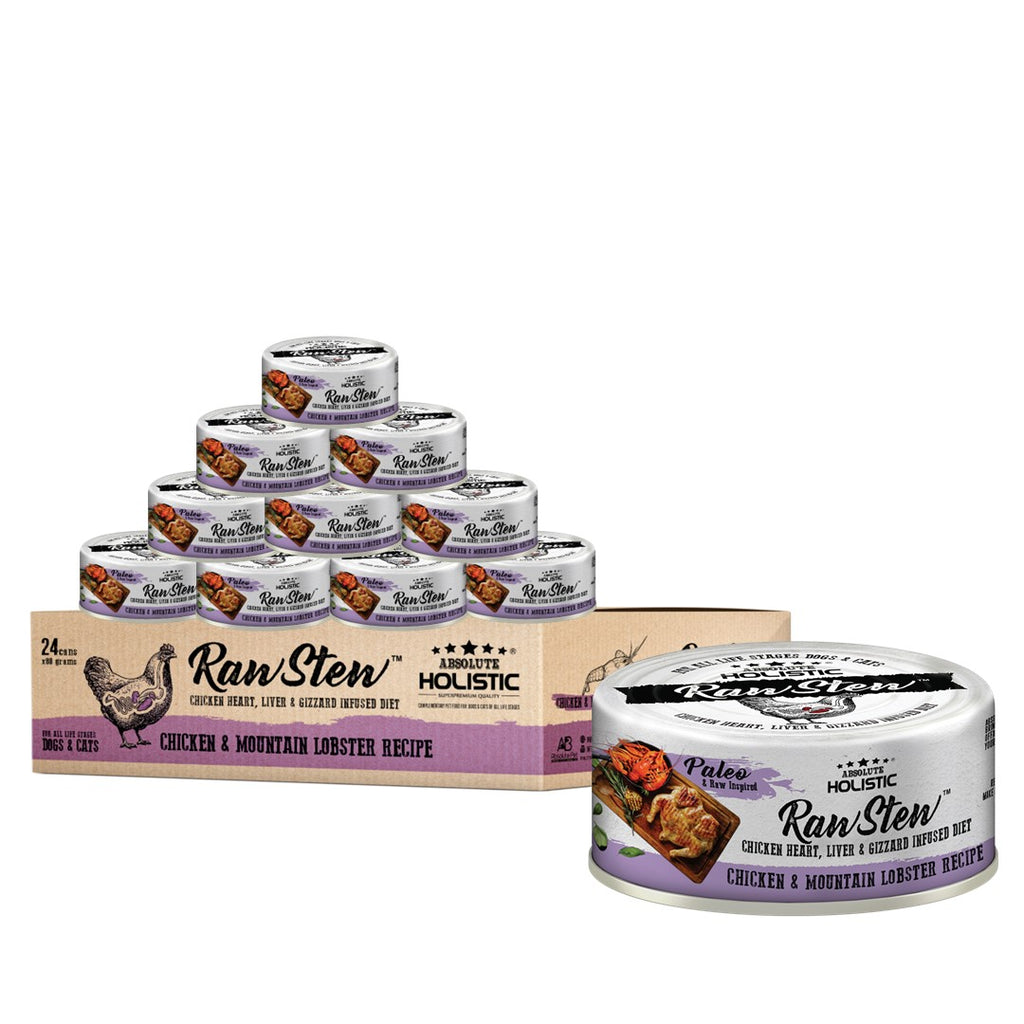 [CTN OF 24] Absolute Holistic Raw Stew Canned Food for Cats & Dogs - Chicken & Lobster (80g)