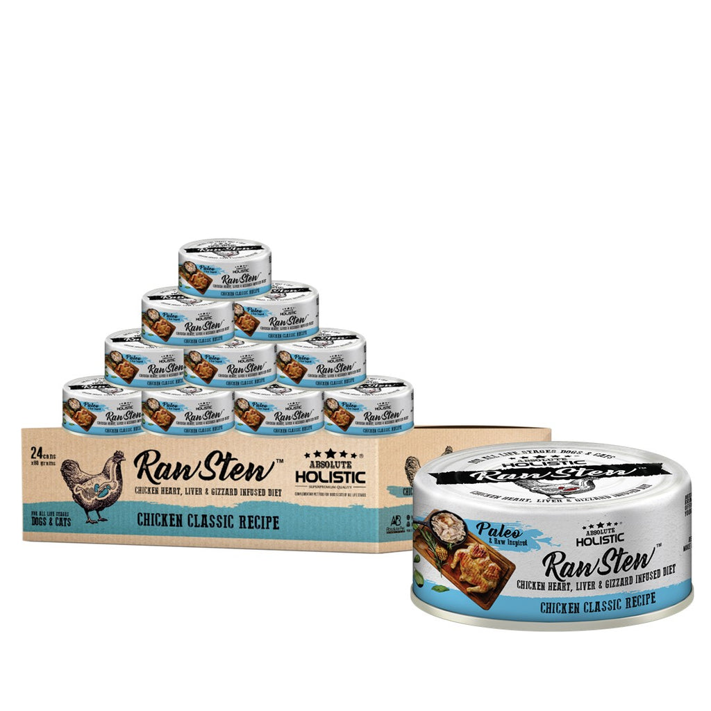 [CTN OF 24] Absolute Holistic Raw Stew Canned Food for Cats & Dogs - Chicken Classic (80g)