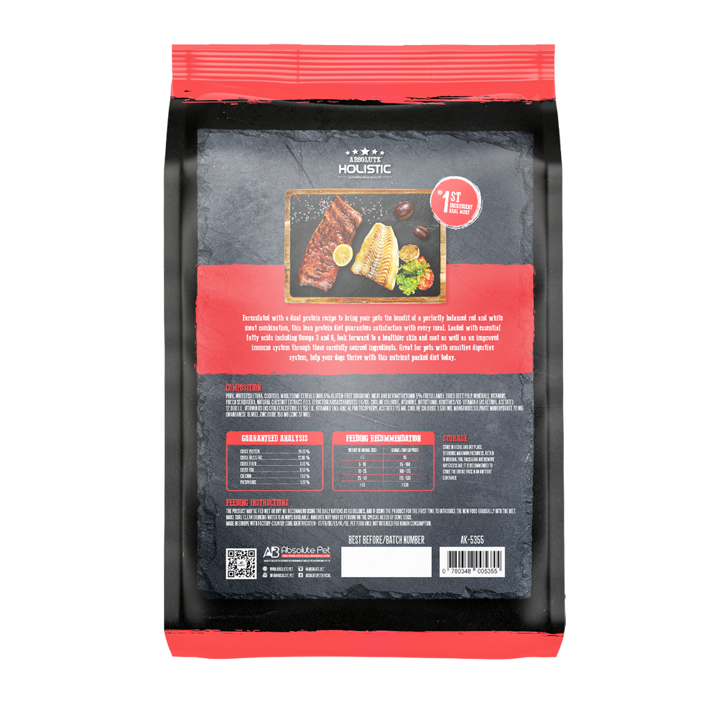 Absolute Holistic Kibbles in the Bag Dry Dog Food - Pork & Codfish (12kg)