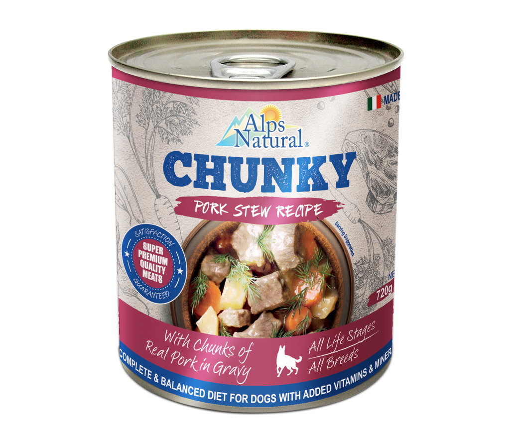 [CTN OF 12] Alps Natural Canned Dog Food - Chunky Pork Stew Recipe (720g)