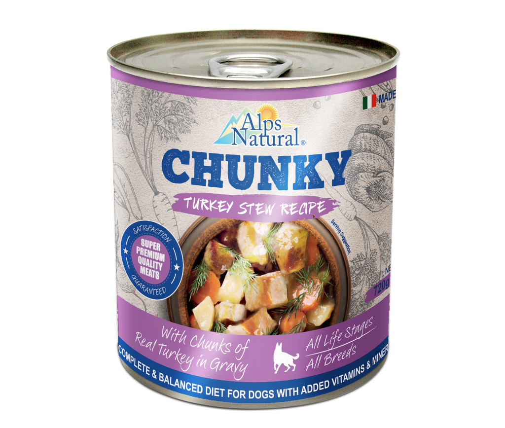 [CTN OF 12] Alps Natural Canned Dog Food - Chunky Turkey Stew Recipe (720g)