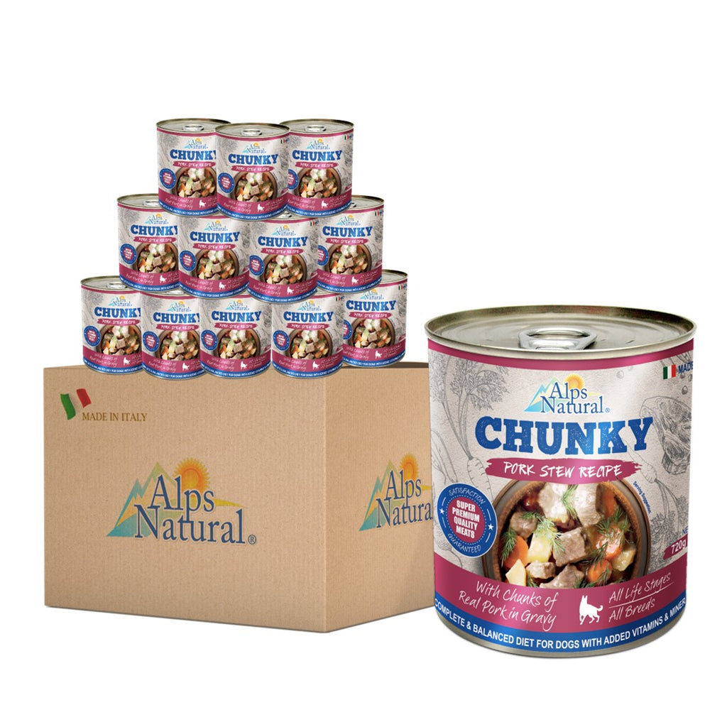 [CTN OF 12] Alps Natural Canned Dog Food - Chunky Pork Stew Recipe (720g)