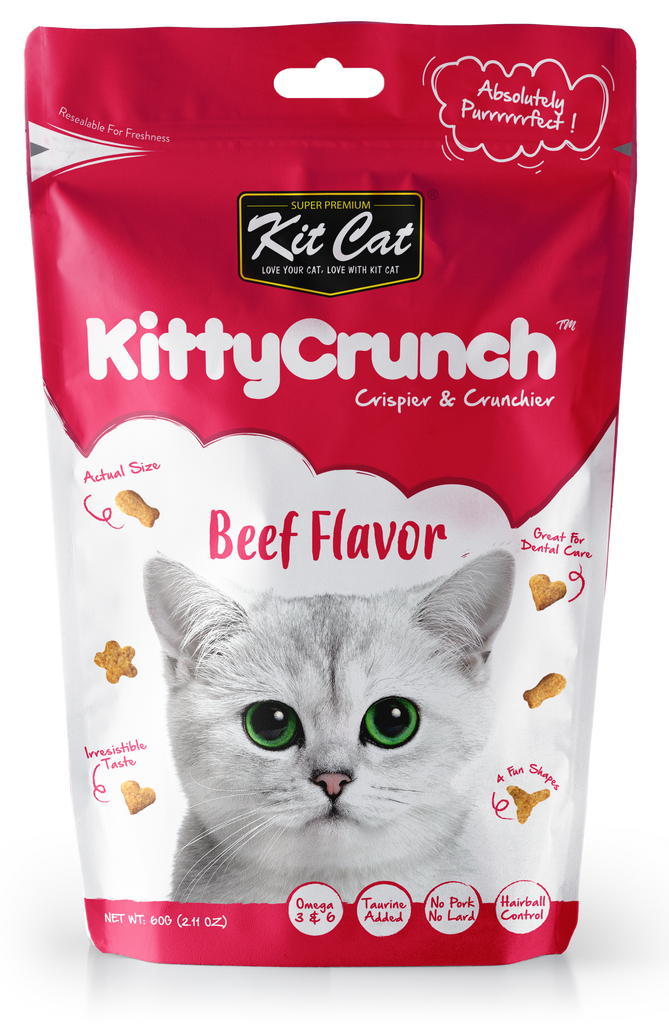 Kit Cat Kitty Crunch Cat Treats - Beef (60g)