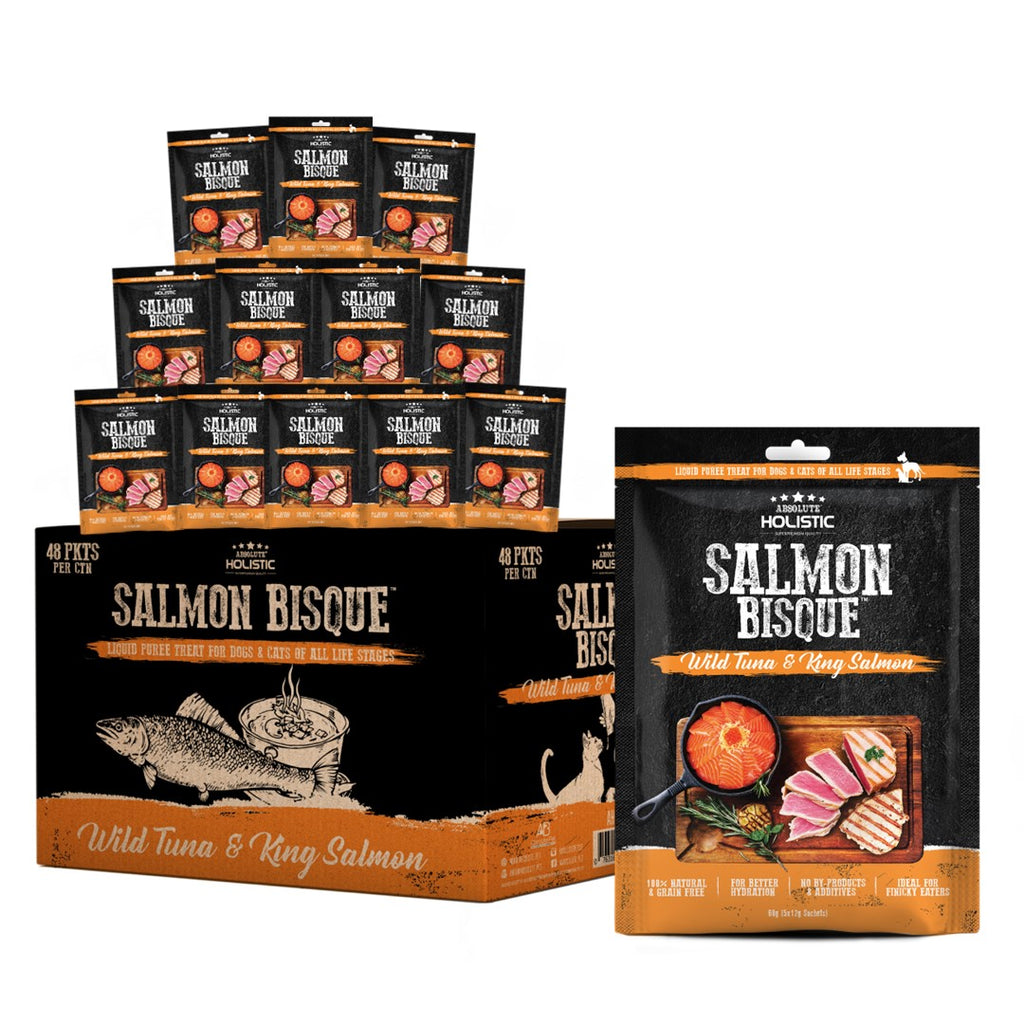[CTN OF 48] Absolute Holistic Liquid Treats for Cats & Dogs - Tuna & Salmon Bisque (5x12g)