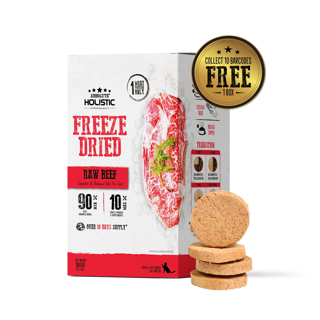 [CTN of 4] Absolute Holistic Freeze Dried Raw Patties for Cats - Beef (12.7oz)