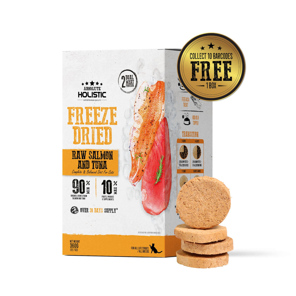 [CTN of 4] Absolute Holistic Freeze Dried Raw Patties for Cats - Salmon & Tuna (12.7oz)