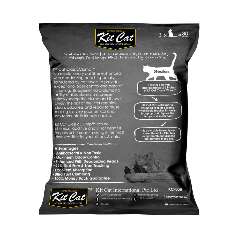 Kit Cat Classic Clump Cat Litter Charcoal 10L 7kg B2K Pet