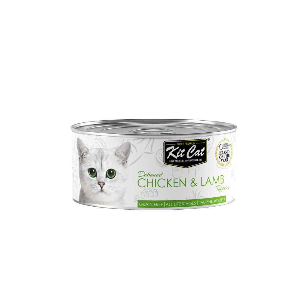 [CTN OF 24] Kit Cat Deboned Toppers Cat Canned Food - Chicken & Lamb Toppers (80g)