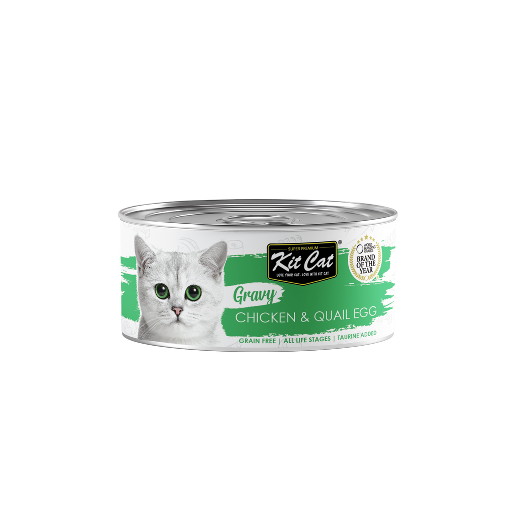 [CTN OF 24] Kit Cat Gravy Cat Canned Food - Chicken & Quail Egg (70g)