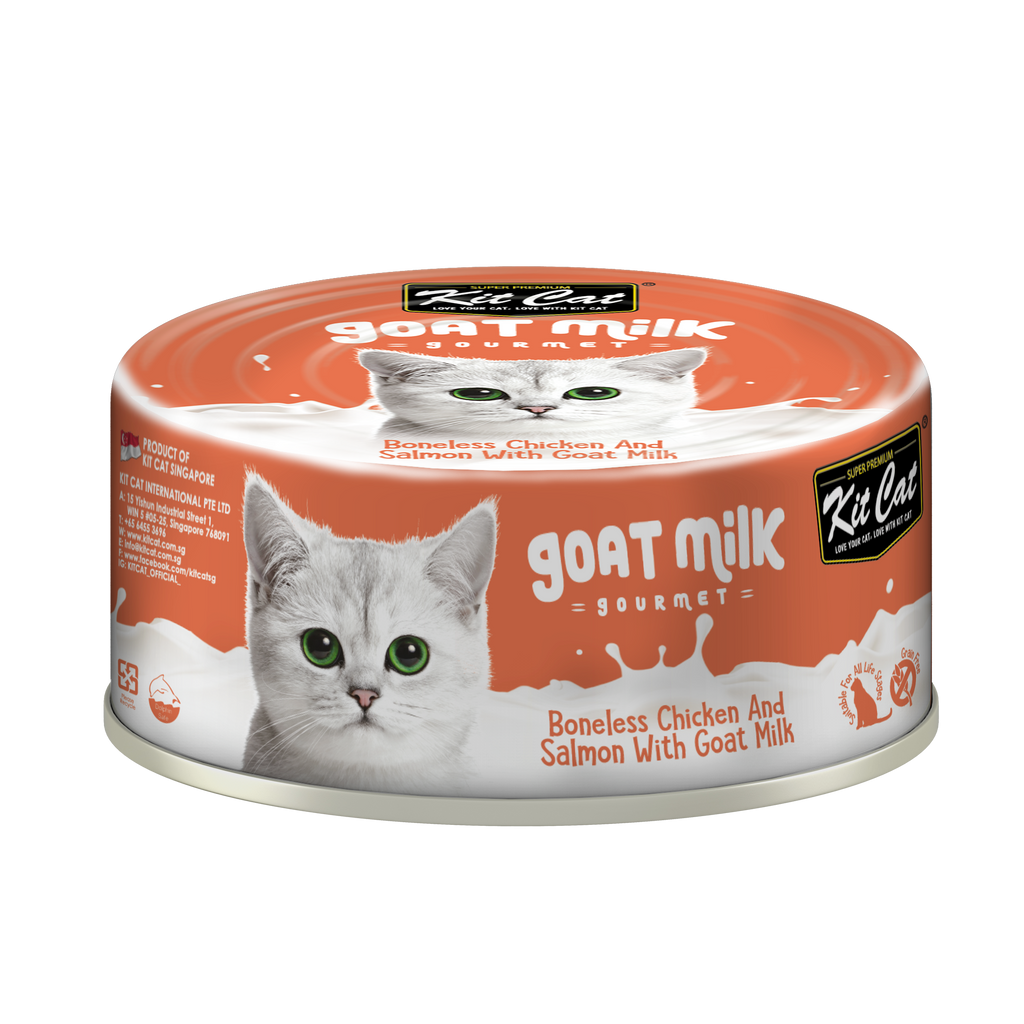 [CTN OF 24] Kit Cat Goat Milk Gourmet Canned Cat Food - Chicken & Salmon (70g)