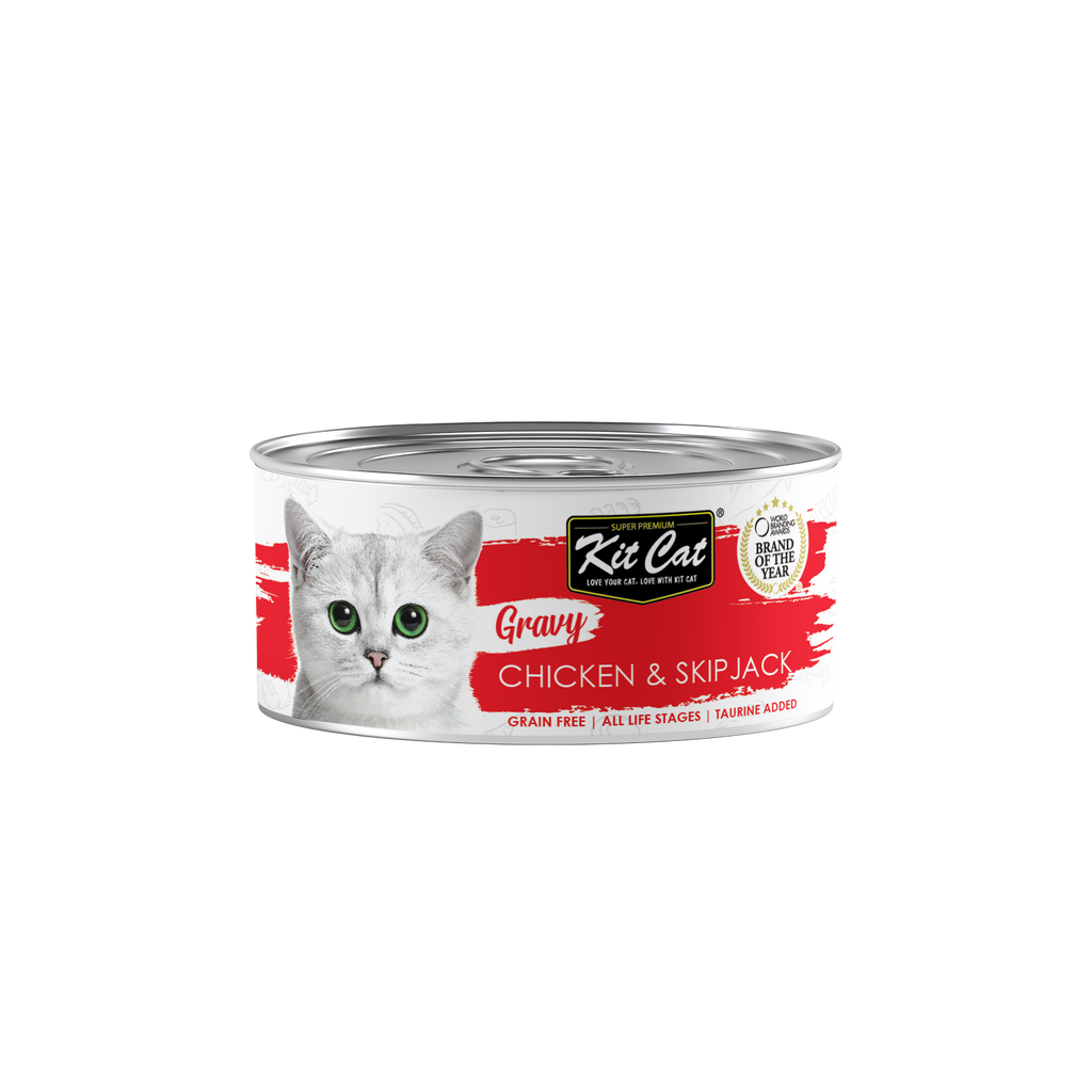 [CTN OF 24] Kit Cat Gravy Cat Canned Food - Chicken & Skipjack (70g)