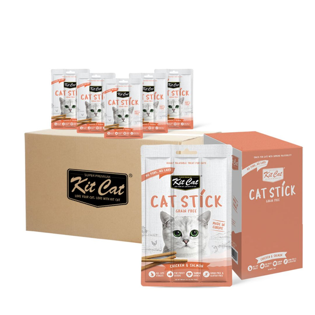 [CTN of 30] Kit Cat Chicken & Salmon Grain Free Cat Stick (3 Sticks/pkt)