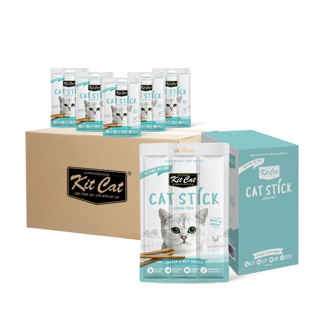 [CTN of 30] Kit Cat Grain Free Cat Stick - Chicken & Wild Berries (3 Sticks/pkt)