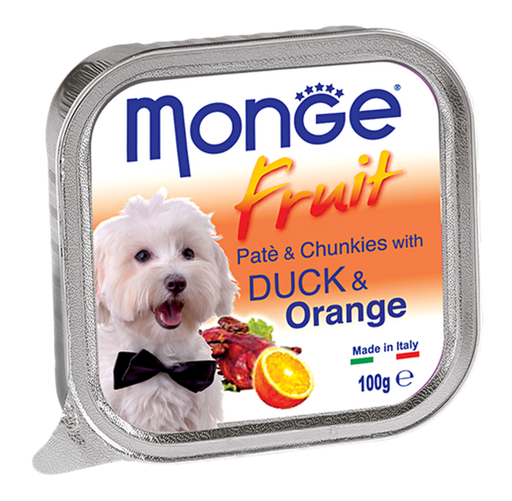Monge Fruits Pate & Chunkies Wet Dog Food - Duck & Orange (100g)