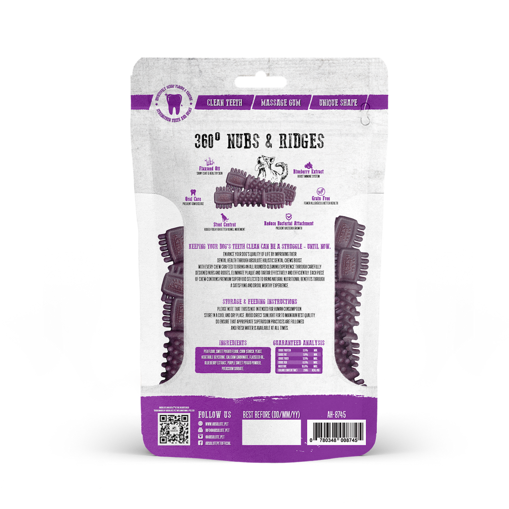 Absolute Holistic Value Pack BOOST Dental Chews for Dogs - Blueberry (160g)