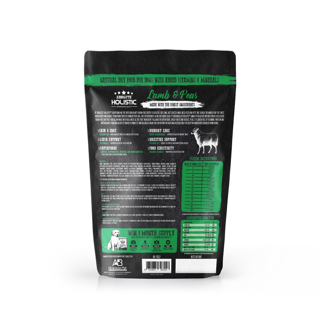 Absolute Holistic Grain Free Dry Dog Food - Lamb & Peas (0.5lbs)