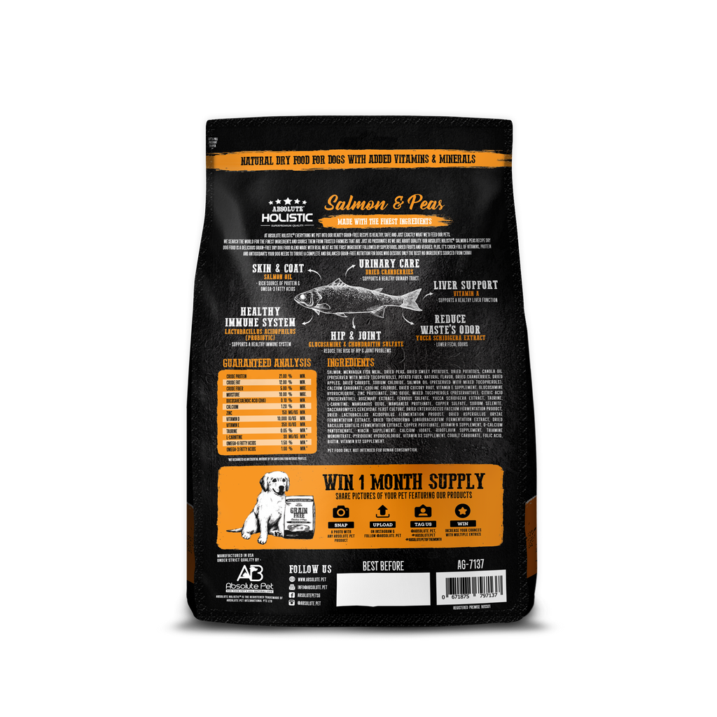 Absolute Holistic Grain Free Dry Dog Food - Salmon & Peas (3.3lbs)