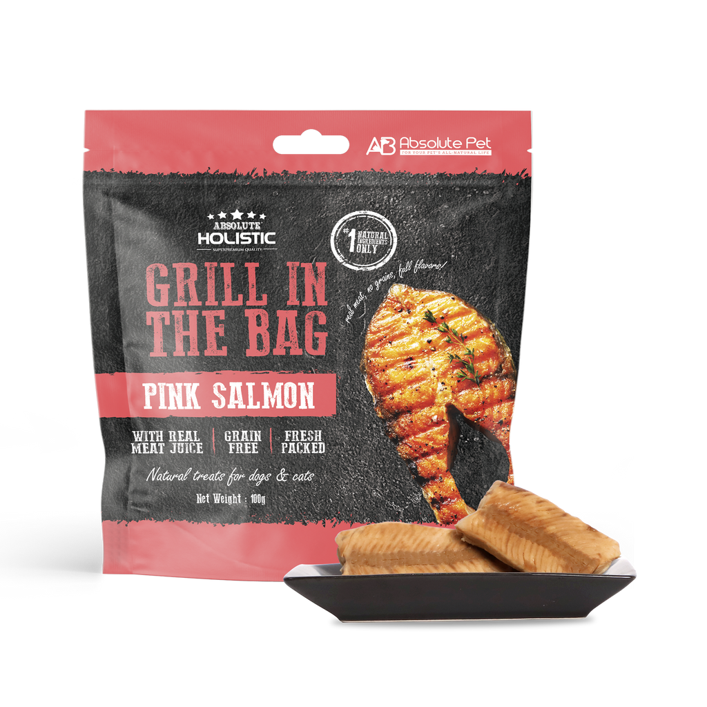 Absolute Holistic Grill In The Bag Natural Dog & Cat Treats - Pink Salmon (100g)