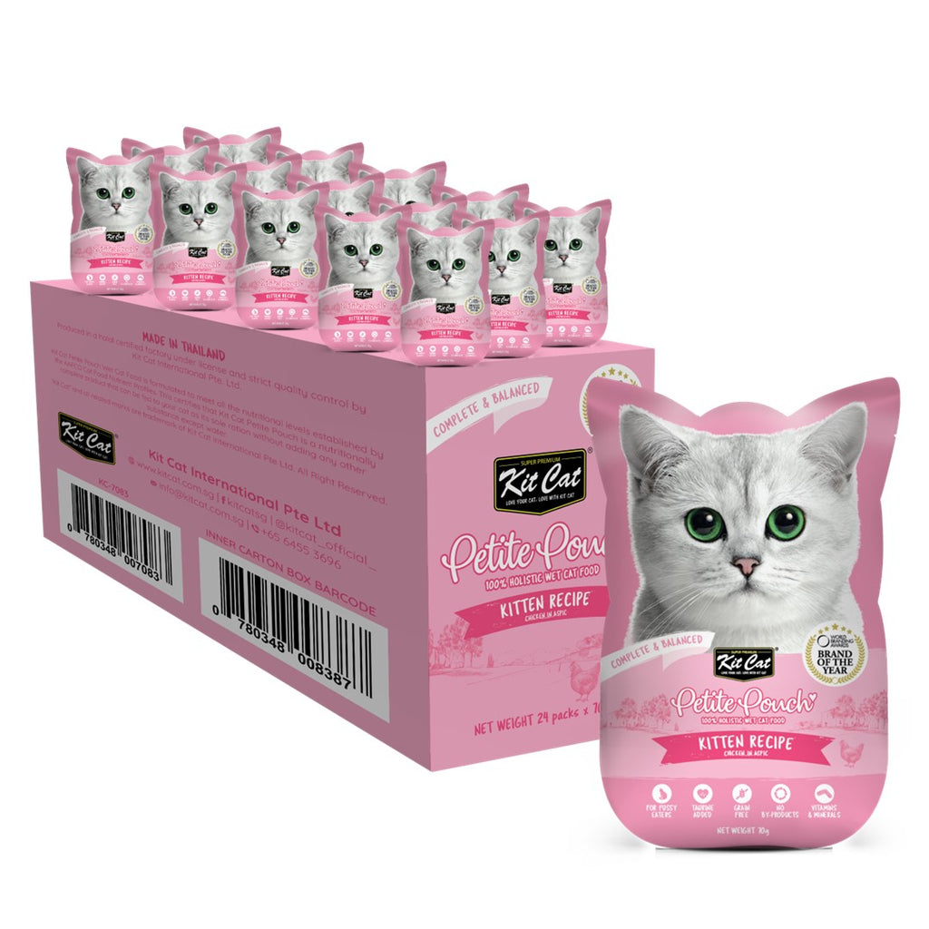 [CTN OF 24] Kit Cat Petite Pouches Complete & Balanced Wet Cat Food (24x70g)