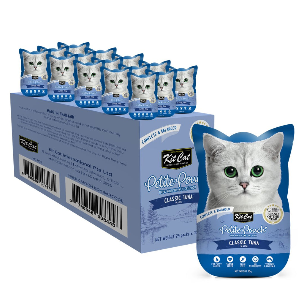 [CTN OF 24] Kit Cat Petite Pouch Complete & Balanced Wet Cat Food - Classic Tuna in Aspic (70g)