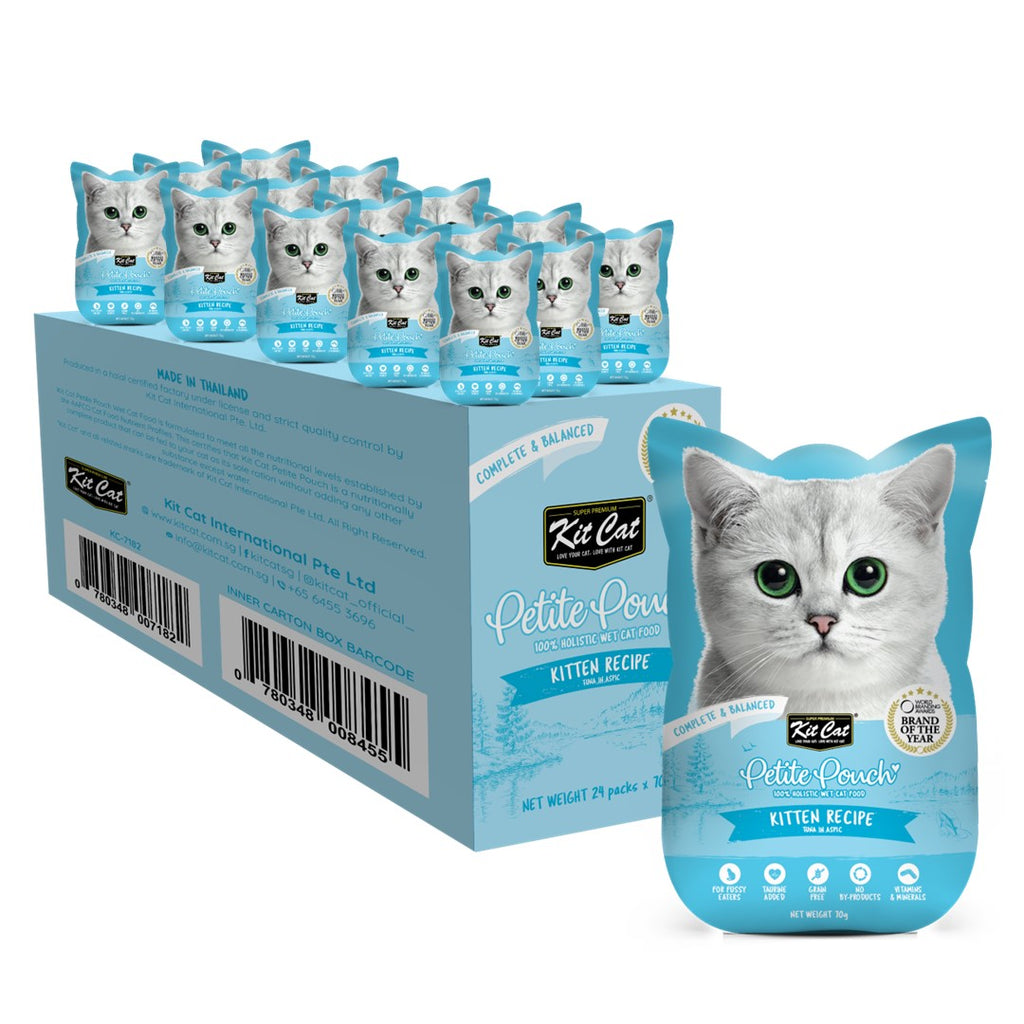 [CTN OF 24] Kit Cat Petite Pouch Complete & Balanced Wet Cat Food - Kitten Tuna in Aspic (70g)