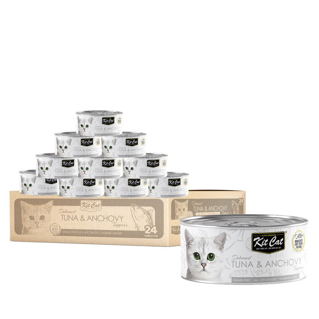 [CTN OF 24] Kit Cat Deboned Toppers Cat Canned Food - Tuna & Anchovy Toppers (80g)
