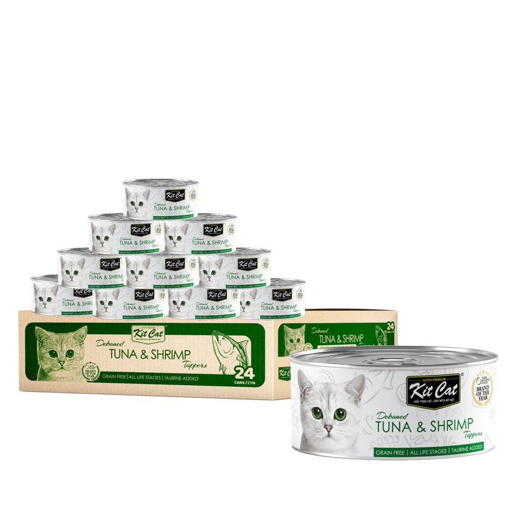 [CTN OF 24] Kit Cat Deboned Toppers Cat Canned Food - Tuna & Shrimp Toppers (80g)