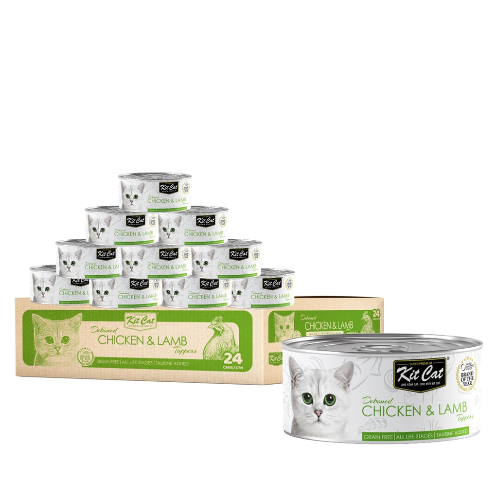 [CTN OF 24] Kit Cat Deboned Toppers Cat Canned Food - Chicken & Lamb Toppers (80g)